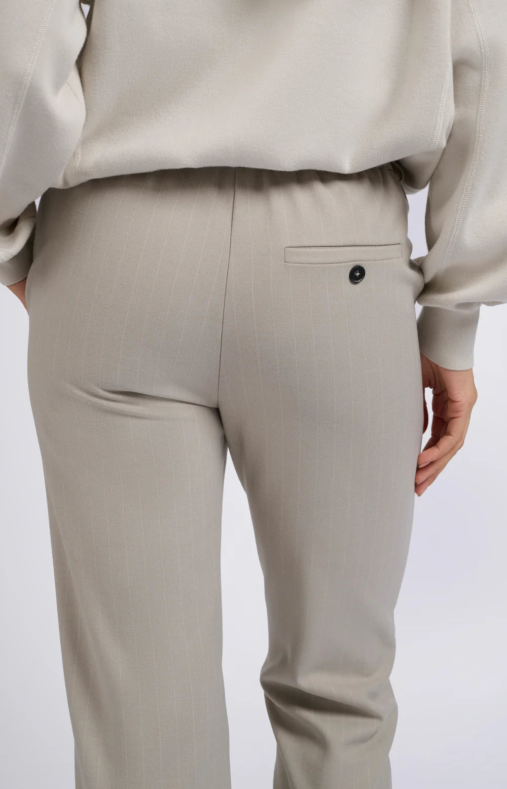 YAYA | Pantalon met krijtstrepen, elastische taille en zakken - dove grey dessin - 01-301146-409