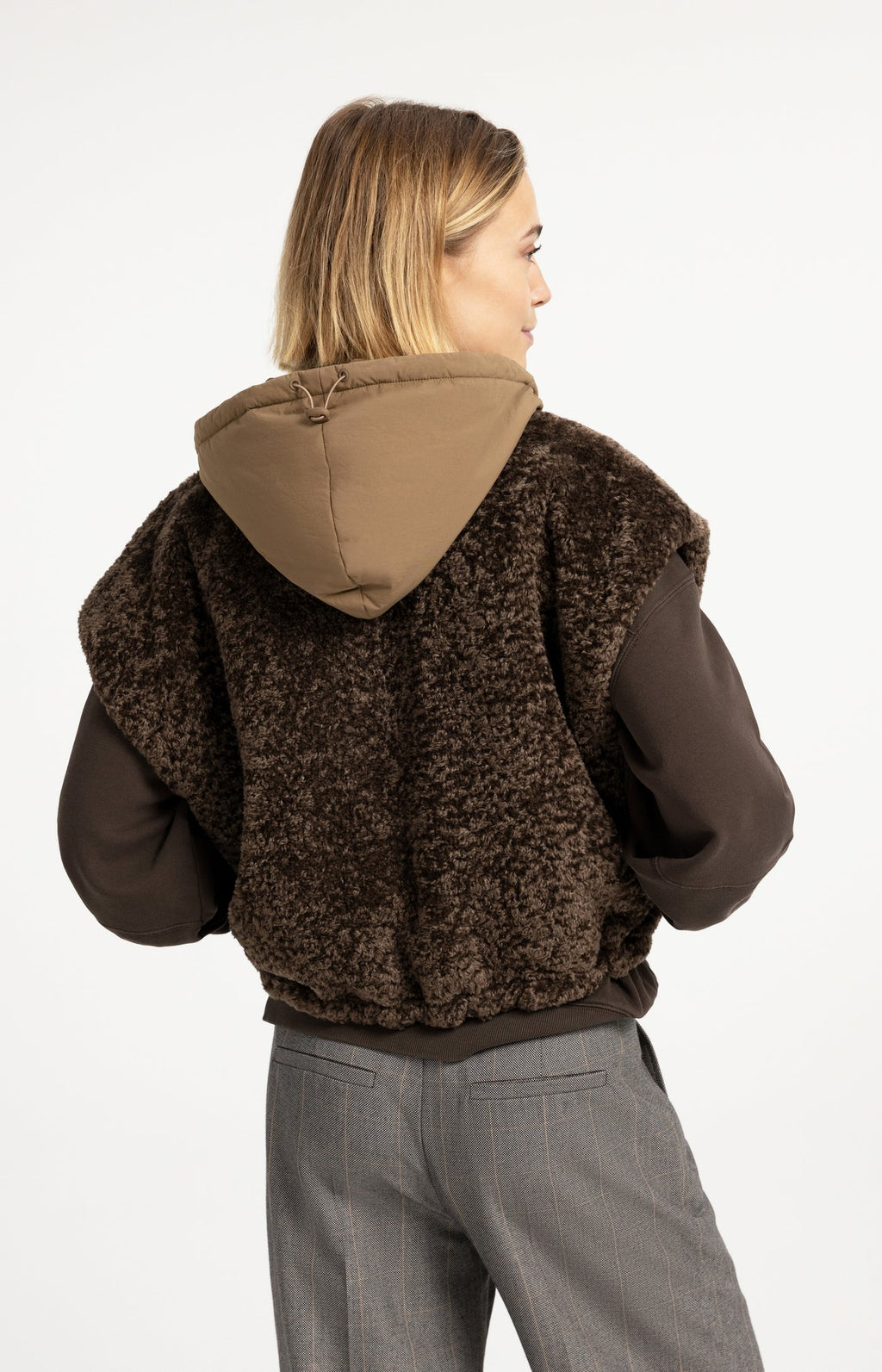 YAYA | Reversible Bodywarmer Hood Slate Black Brown