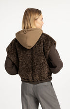 YAYA | Reversible Bodywarmer Hood Slate Black Brown