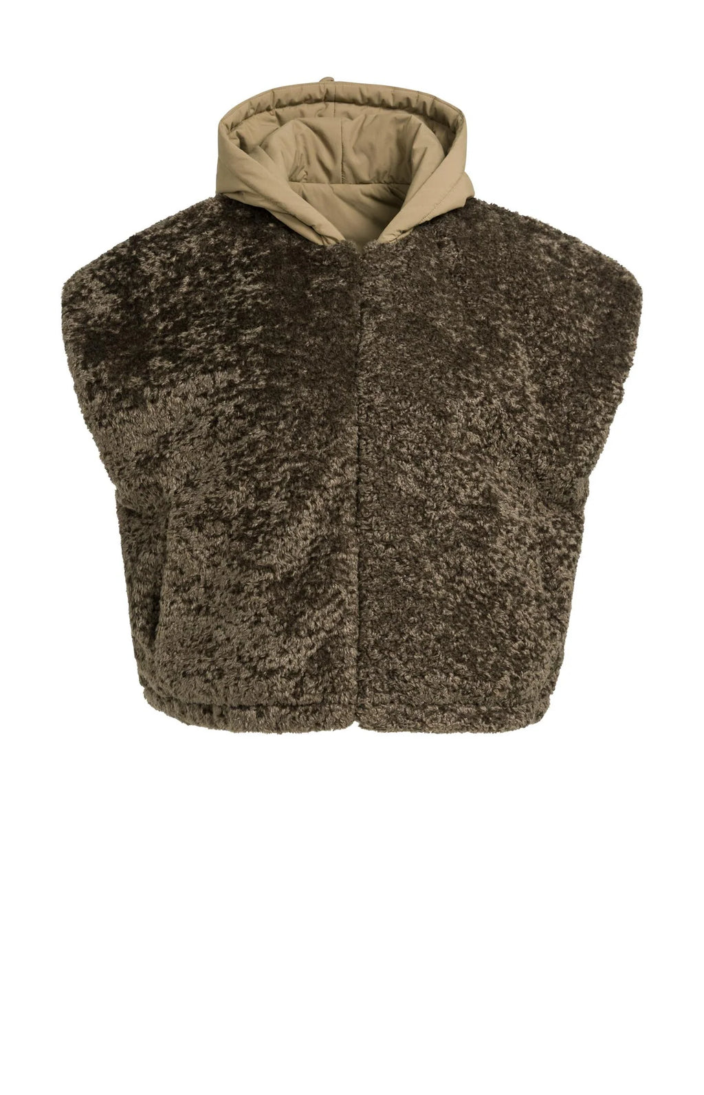 YAYA | Reversible Bodywarmer Hood Slate Black Brown