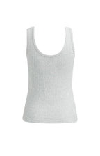 YAYA | Geribd Singlet Met Sierlijke Halsrand Medium Grey Melange
