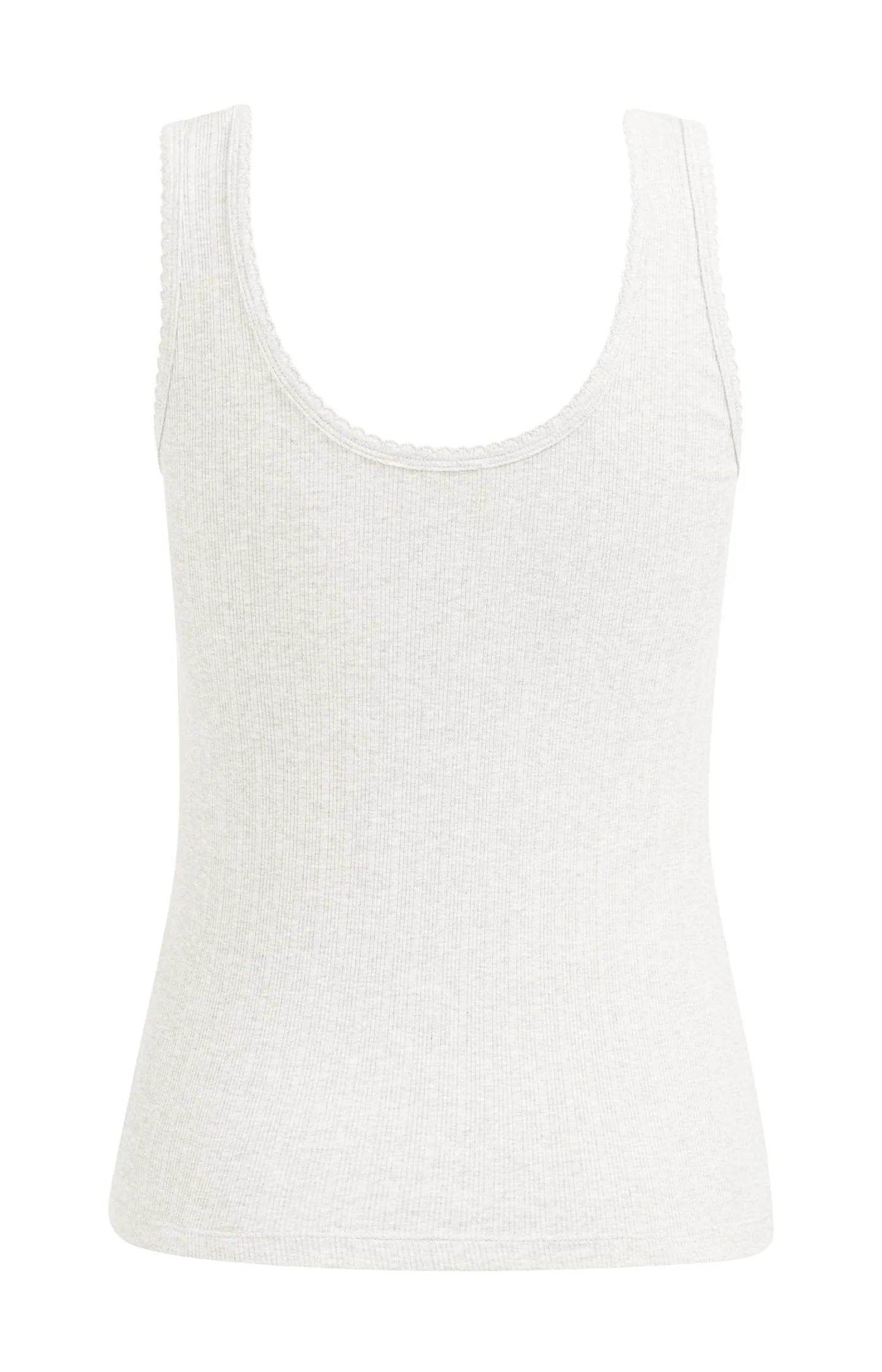YAYA | Geribd Singlet Met Sierlijke Halsrand Off-White