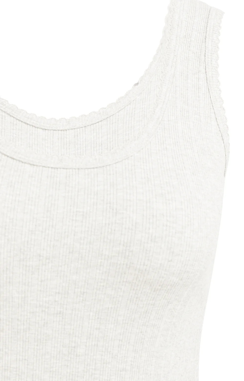 YAYA | Geribd Singlet Met Sierlijke Halsrand Off-White