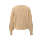 YAYA | Geribbelde Trui Light Camel