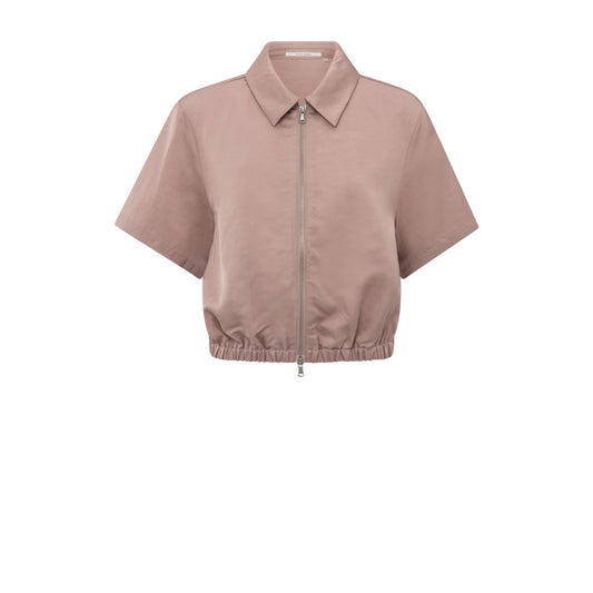 YAYA | Satijnen jack met korte mouwen en ritssluiting - soft mauve pink - 02-001050-505