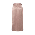 YAYA | Satijnen midi-rok met split en normale pasvorm - soft mauve pink - 8719784771