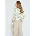 Peppercorn | Signa round neck knit pullover - celery green stripe - PC7579