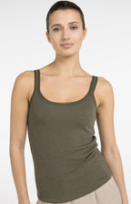 YAYA | Singlet Met Mesh Afwerking Army Green