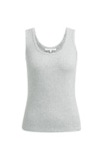 YAYA | Geribd Singlet Met Sierlijke Halsrand Medium Grey Melange