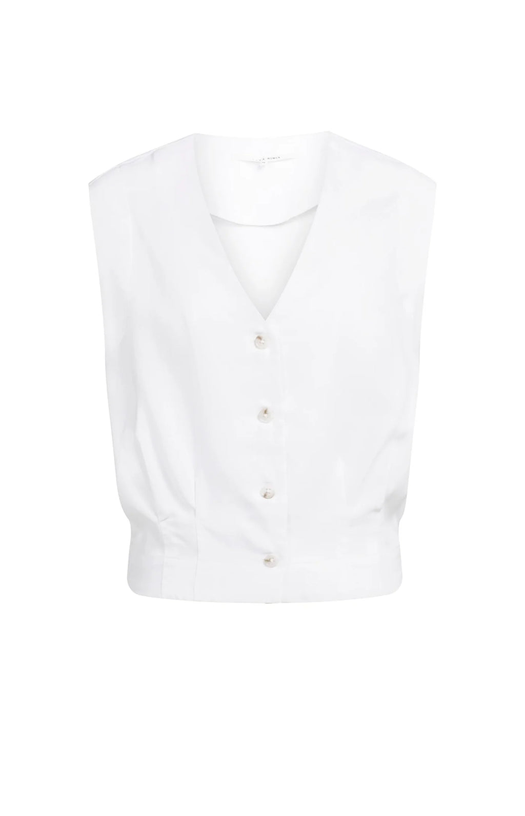 YAYA | Sleeveless Blouse Pleated Details Pure White