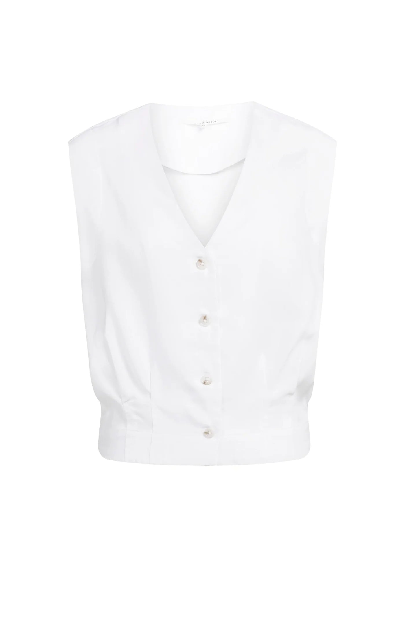 YAYA | Sleeveless Blouse Pleated Details Pure White