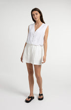 YAYA | Sleeveless Blouse Pleated Details Pure White