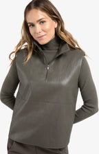 YAYA | Faux Leather Zipper Top Dark Taupe Grey