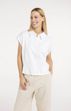 YAYA | Mouwloze Jersey Blouse Met Taillenaden Pure White