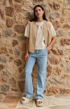 YAYA | Mouwloos Zomerjack Desert Beige