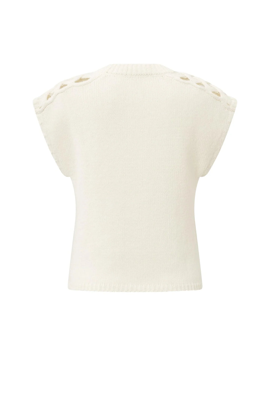 YAYA | Sleeveless Sweater Cable Details Wool White