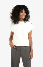 YAYA | Sleeveless Sweater Cable Details Wool White