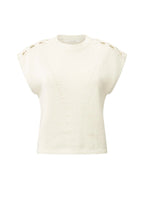 YAYA | Sleeveless Sweater Cable Details Wool White