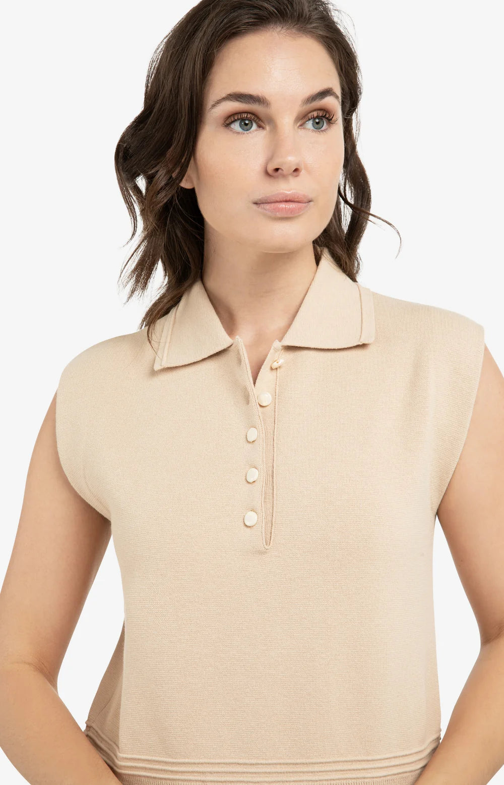 YAYA | Mouwloze Trui Desert Beige