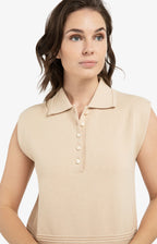 YAYA | Mouwloze Trui Desert Beige