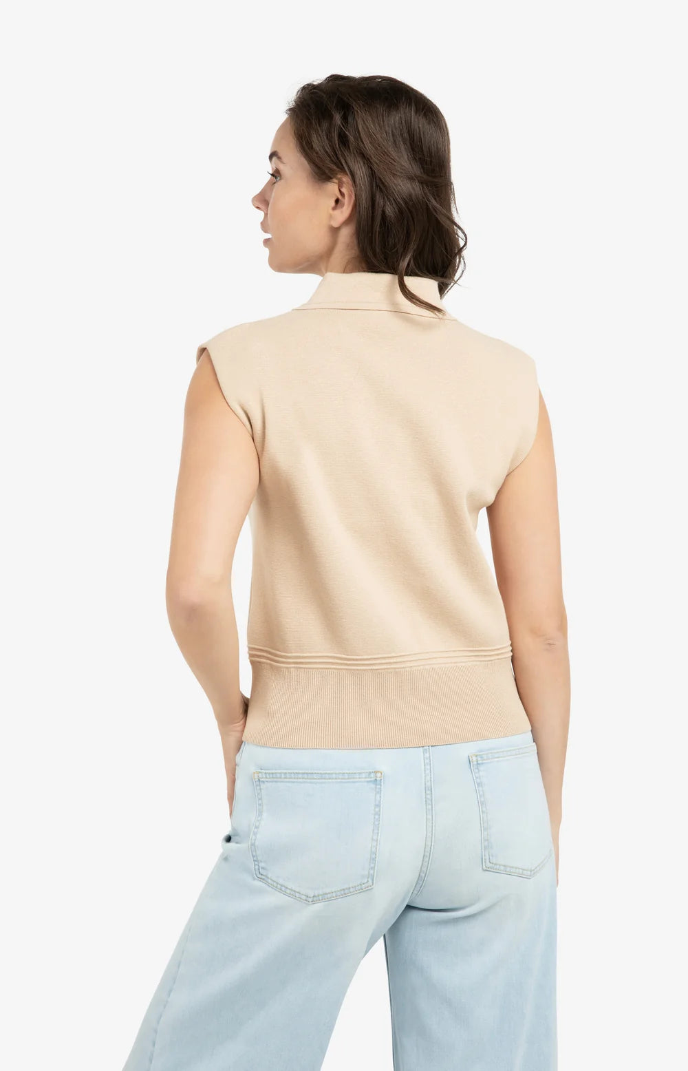 YAYA | Mouwloze Trui Desert Beige