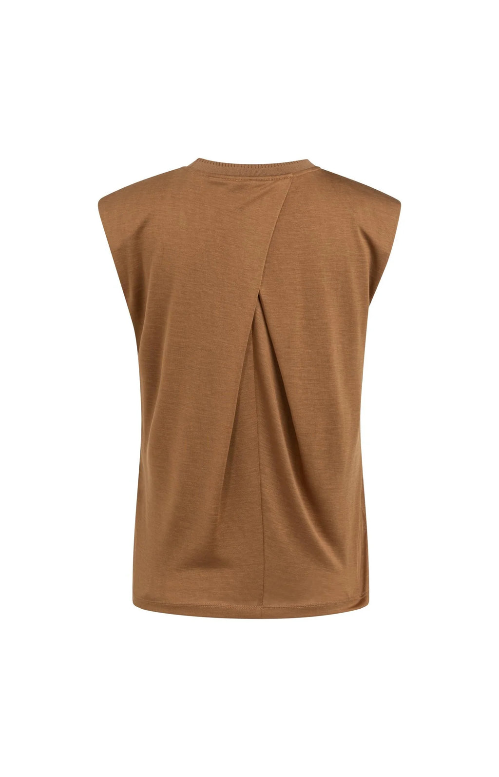 YAYA | Sleeveless Top Pleated Neckline Detail Foxtrot Brown