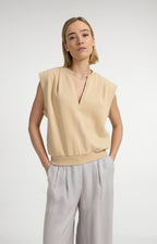 YAYA | Sleeveless V-Neck Sweater Relaxed Fit Semolina Brown