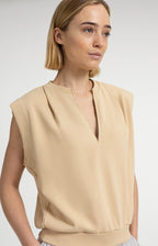 YAYA | Sleeveless V-Neck Sweater Relaxed Fit Semolina Brown