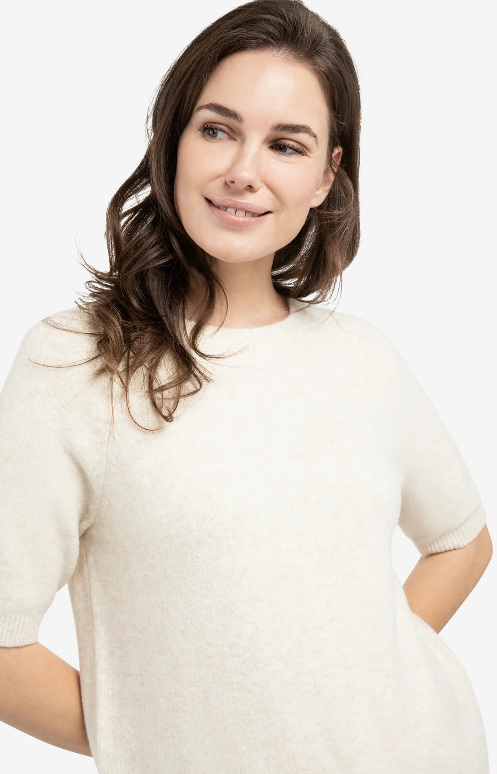 YAYA | Zachte trui Met Korte Mouwen En Ronde Hals Kit Beige Melange