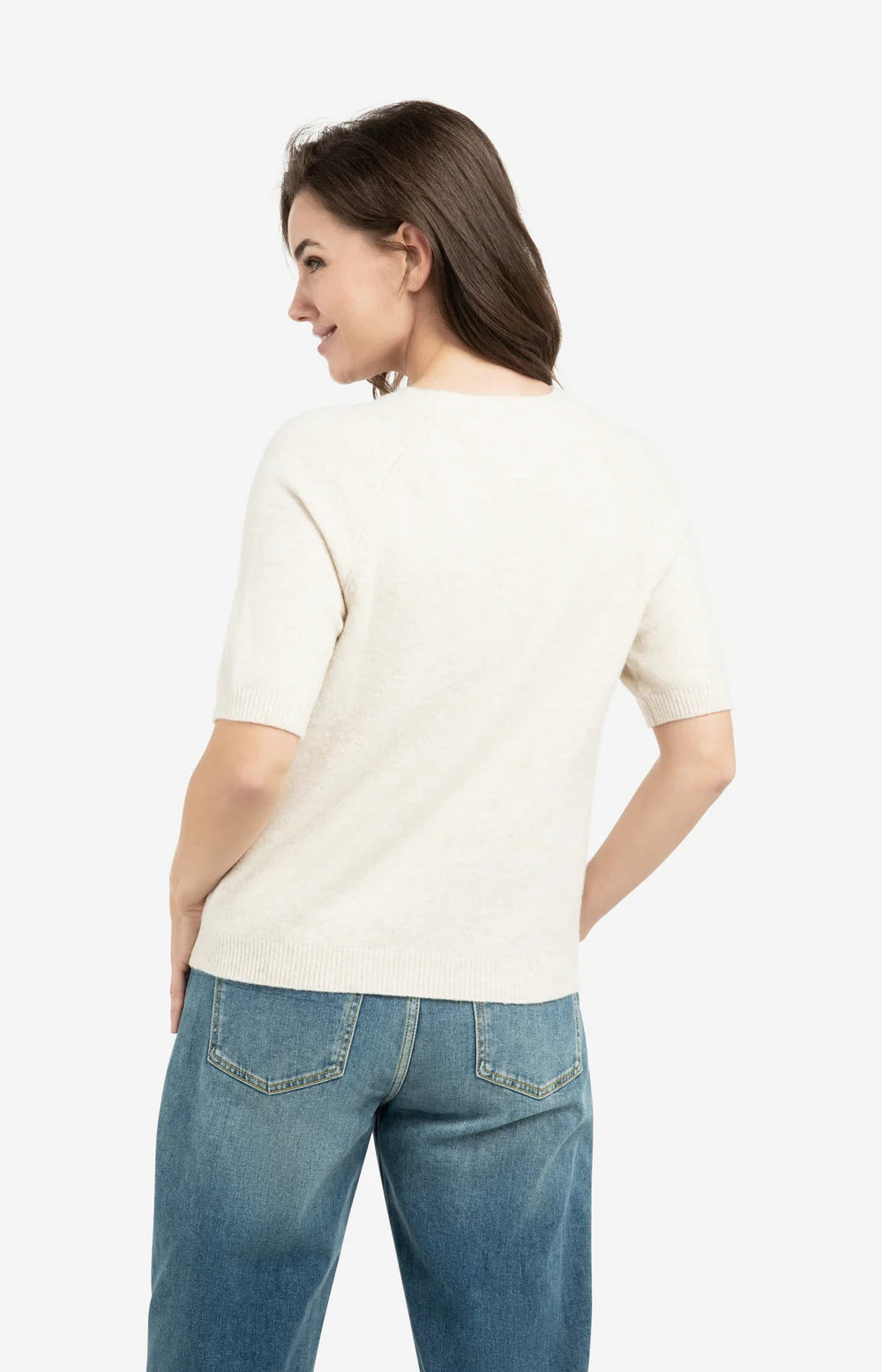 YAYA | Zachte trui Met Korte Mouwen En Ronde Hals Kit Beige Melange