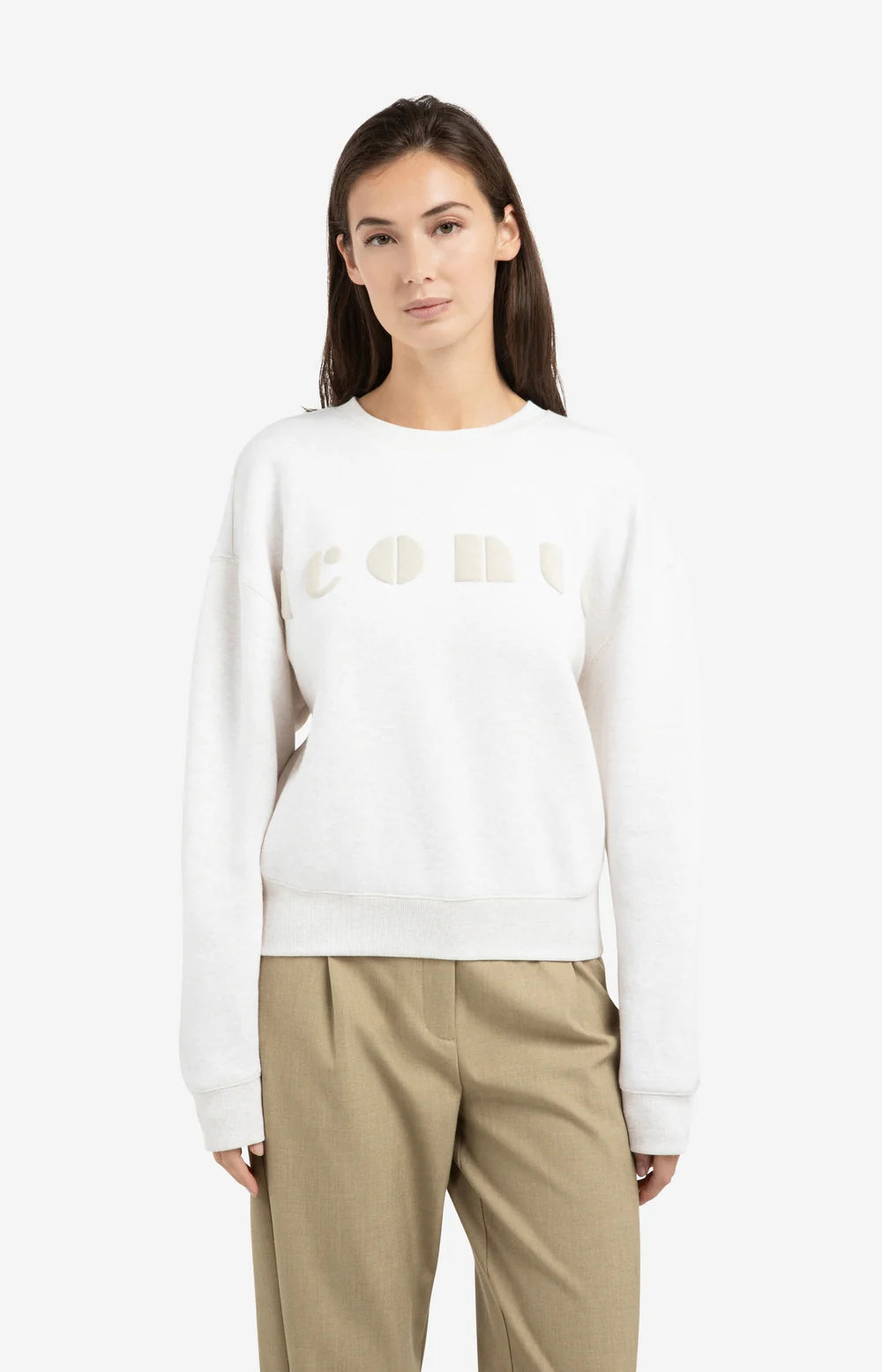 YAYA | Zachte Sweater Met Artwork 'Iconic' Kit Beige Dessin