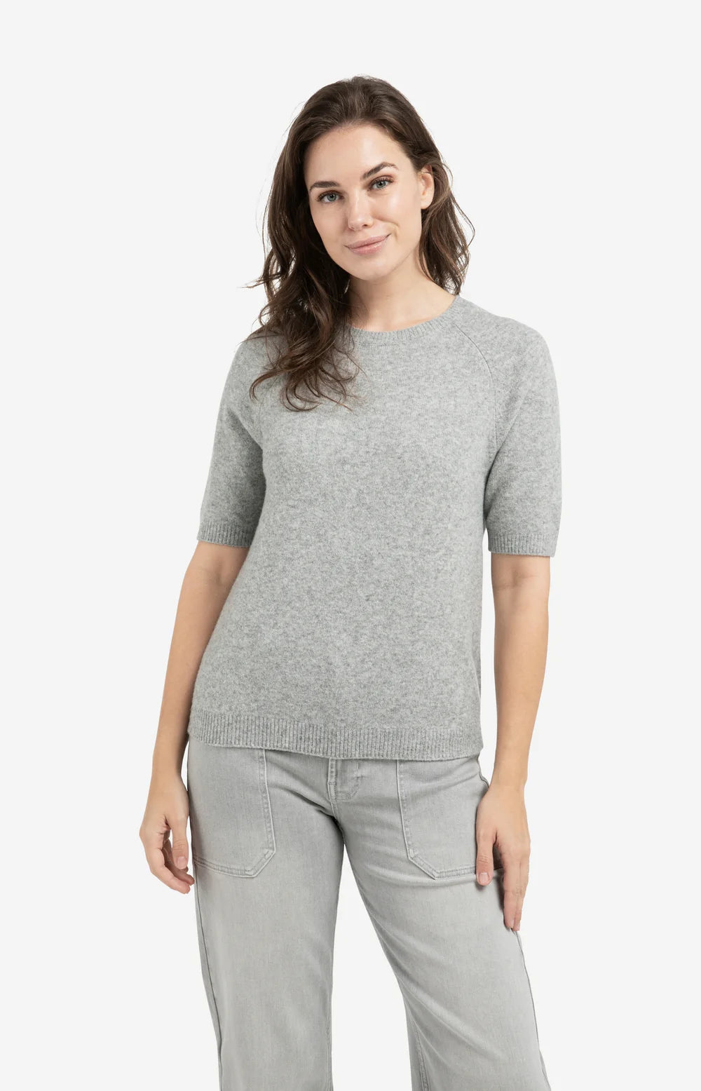 YAYA | Zachte Trui Met Korte Mouwen En Ronde Hals Iron Grey Melange