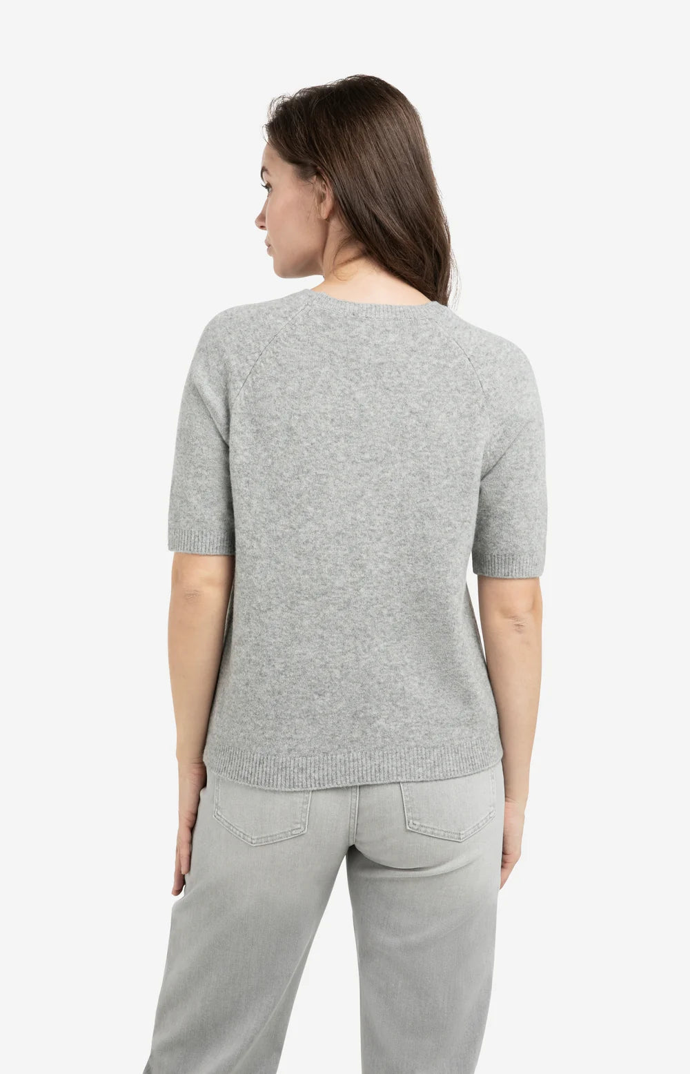 YAYA | Zachte Trui Met Korte Mouwen En Ronde Hals Iron Grey Melange