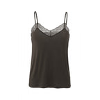 YAYA | Strappy top met V-hals en kanten details -01-729005-310 - mulch brown