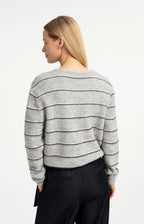 YAYA | Striped Knitted Cardigan Medium Grey Melange