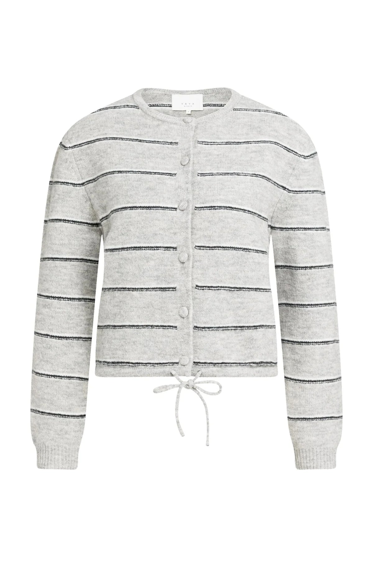 YAYA | Striped Knitted Cardigan Medium Grey Melange