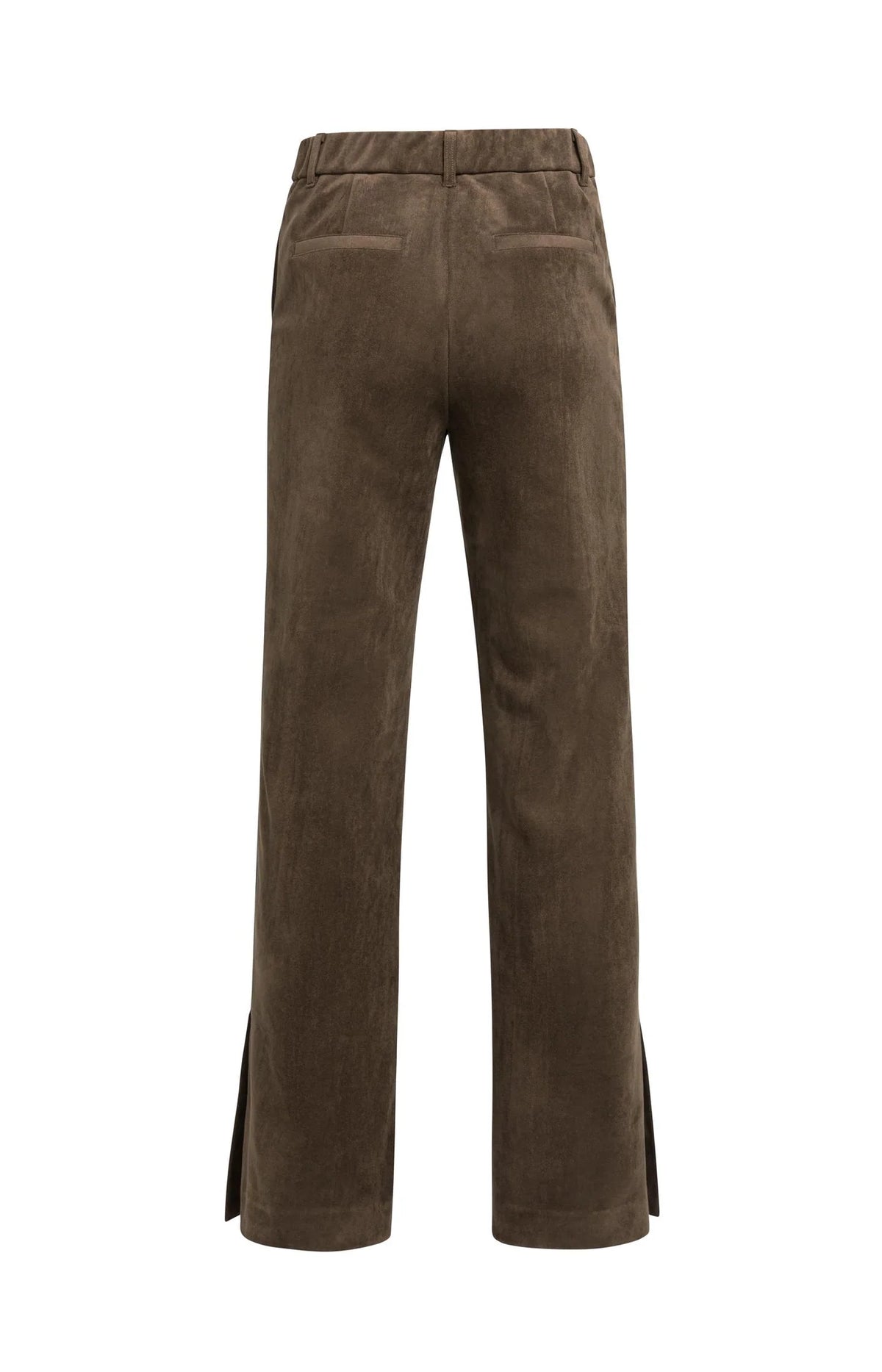 YAYA | Suedine Wide Leg Trousers Slate Black Brown