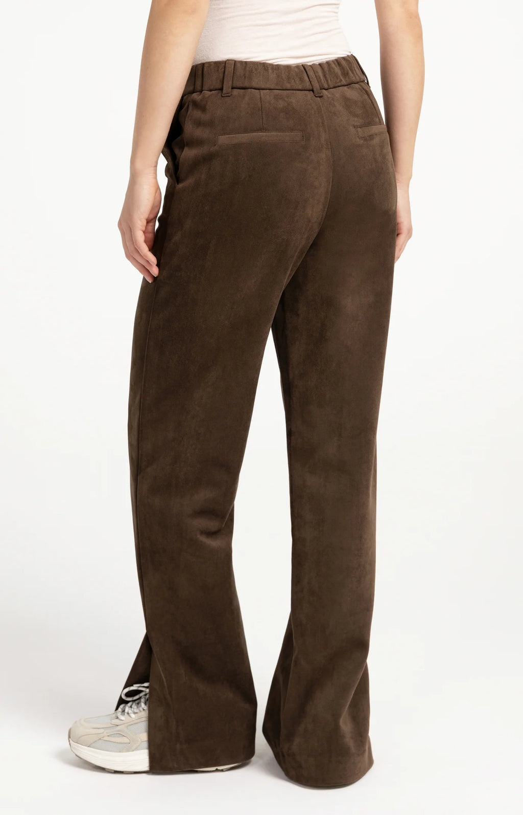 YAYA | Suedine Wide Leg Trousers Slate Black Brown