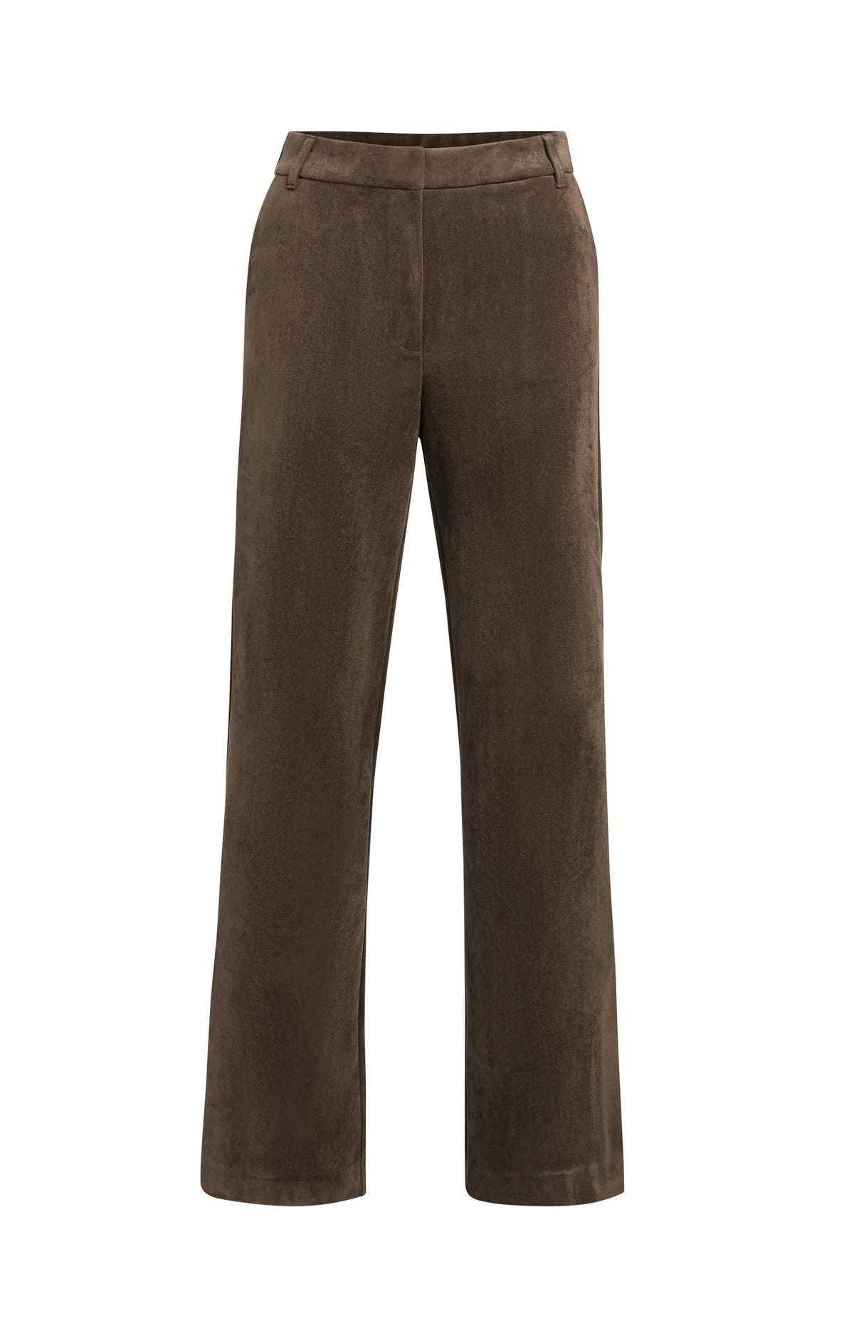 YAYA | Suedine Wide Leg Trousers Slate Black Brown