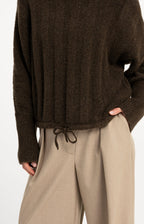 YAYA | Sweater Batwing Sleeves Slate Black Brown Melange
