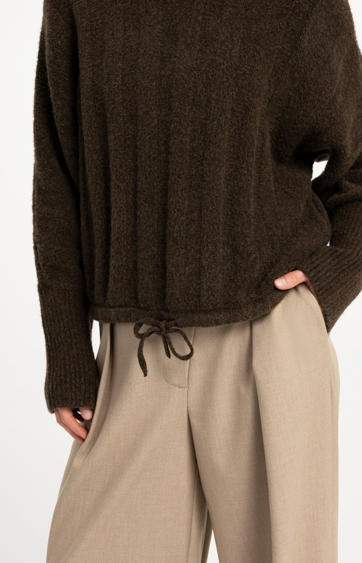 YAYA | Sweater Batwing Sleeves Slate Black Brown Melange