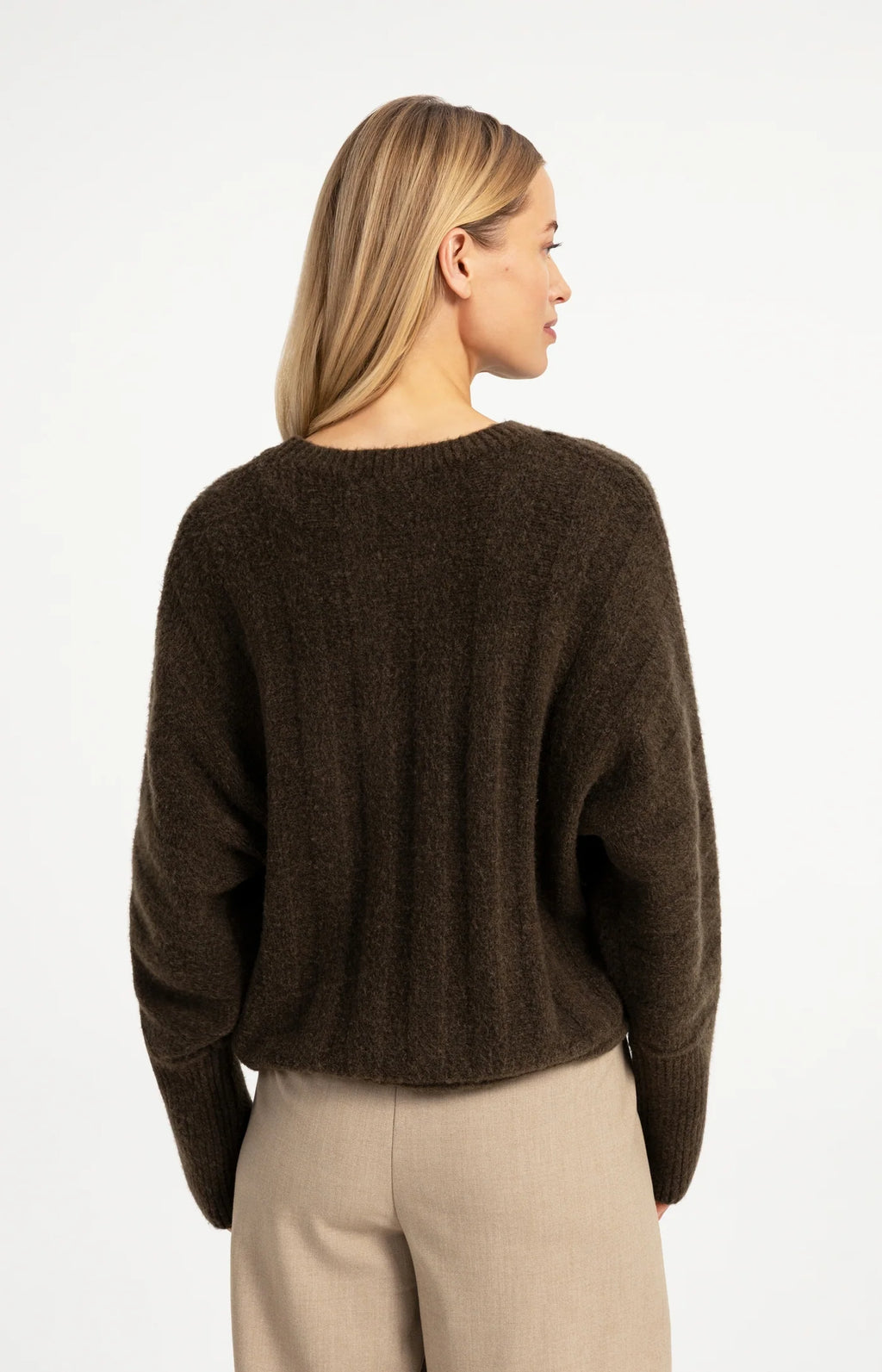 YAYA | Sweater Batwing Sleeves Slate Black Brown Melange