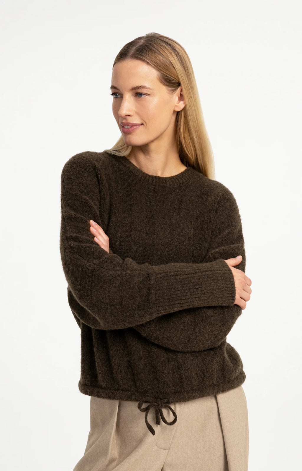 YAYA | Sweater Batwing Sleeves Slate Black Brown Melange