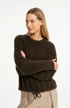 YAYA | Sweater Batwing Sleeves Slate Black Brown Melange