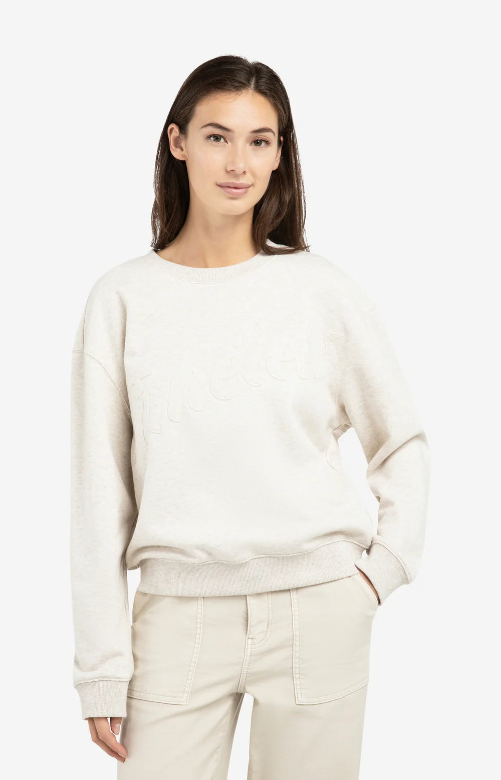 YAYA | Sweater Met Opgestikte Tekst En Ronde Hals