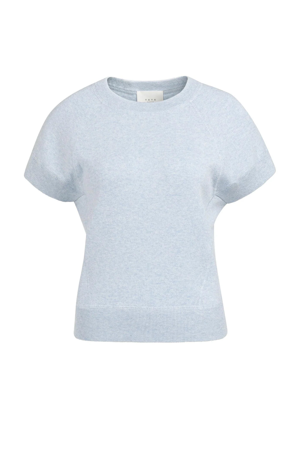 YAYA | Sweater Met Korte Mouwen En Naaddetails Light Blue Melange