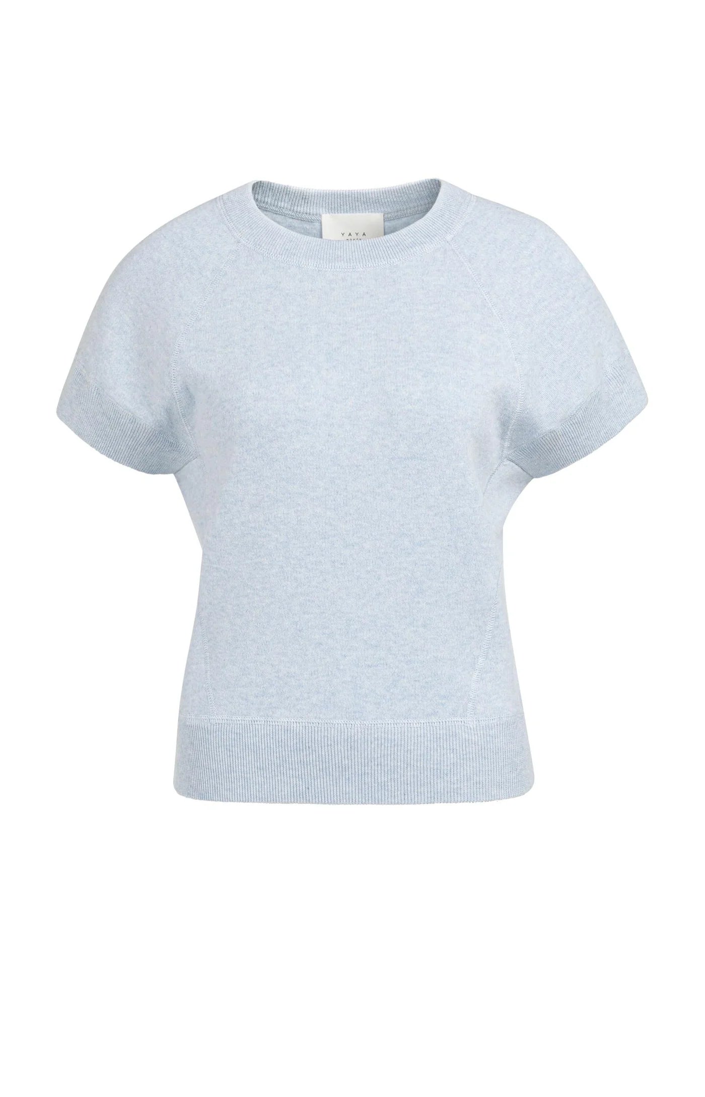 YAYA | Sweater Met Korte Mouwen En Naaddetails Light Blue Melange