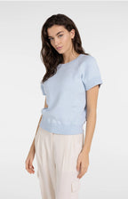 YAYA | Sweater Met Korte Mouwen En Naaddetails Light Blue Melange