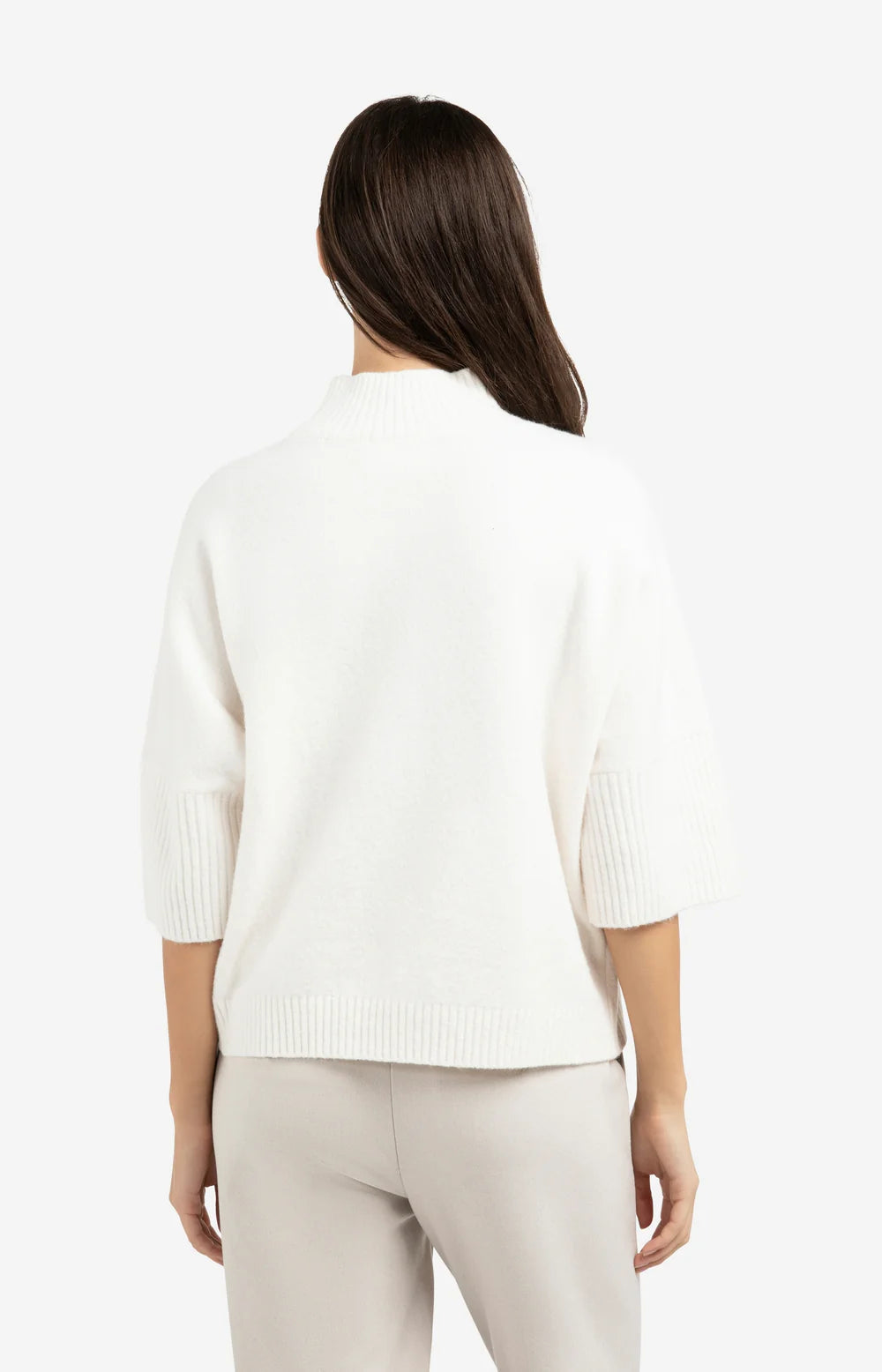 YAYA | Trui Met Geribde Driekwart Mouwen En Opstaande Hals