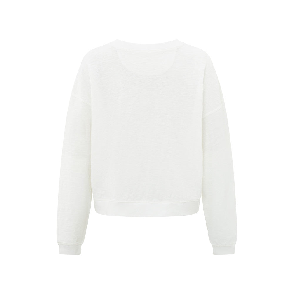 YAYA | Sweatshirt met ronde hals, lange mouwen en slubeffect - off white - 01-109065-405